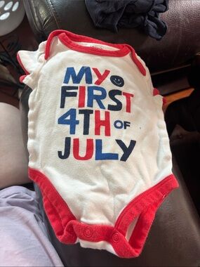 Carter's White Red & Blue "My First 4th of July" Baby Bodysuit